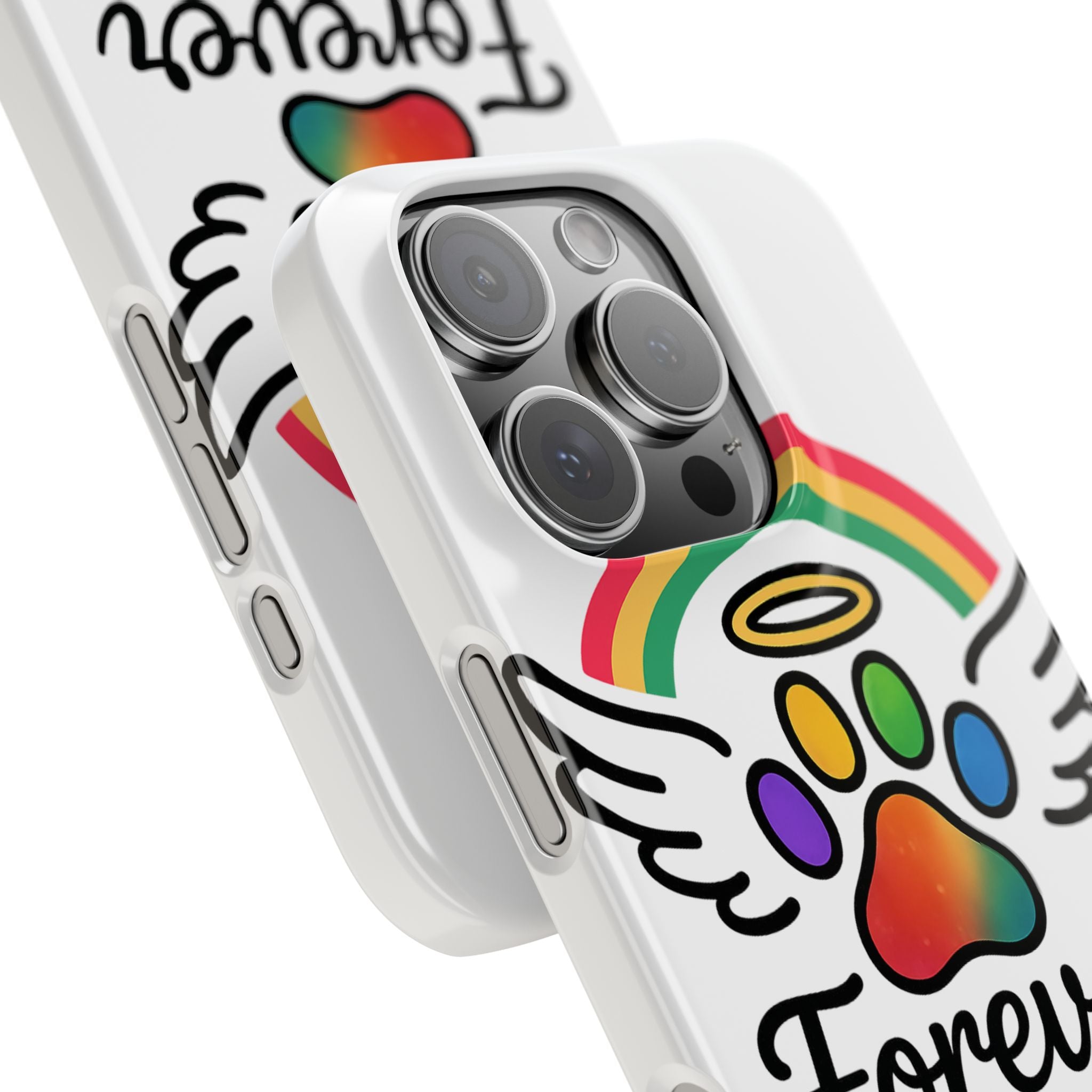 Rainbow Bridge Pet Memorial Phone Case Forever in My Heart Dog Cat Loss Sympathy Gift Remembrance Watercolor Paw Print Angel Pet