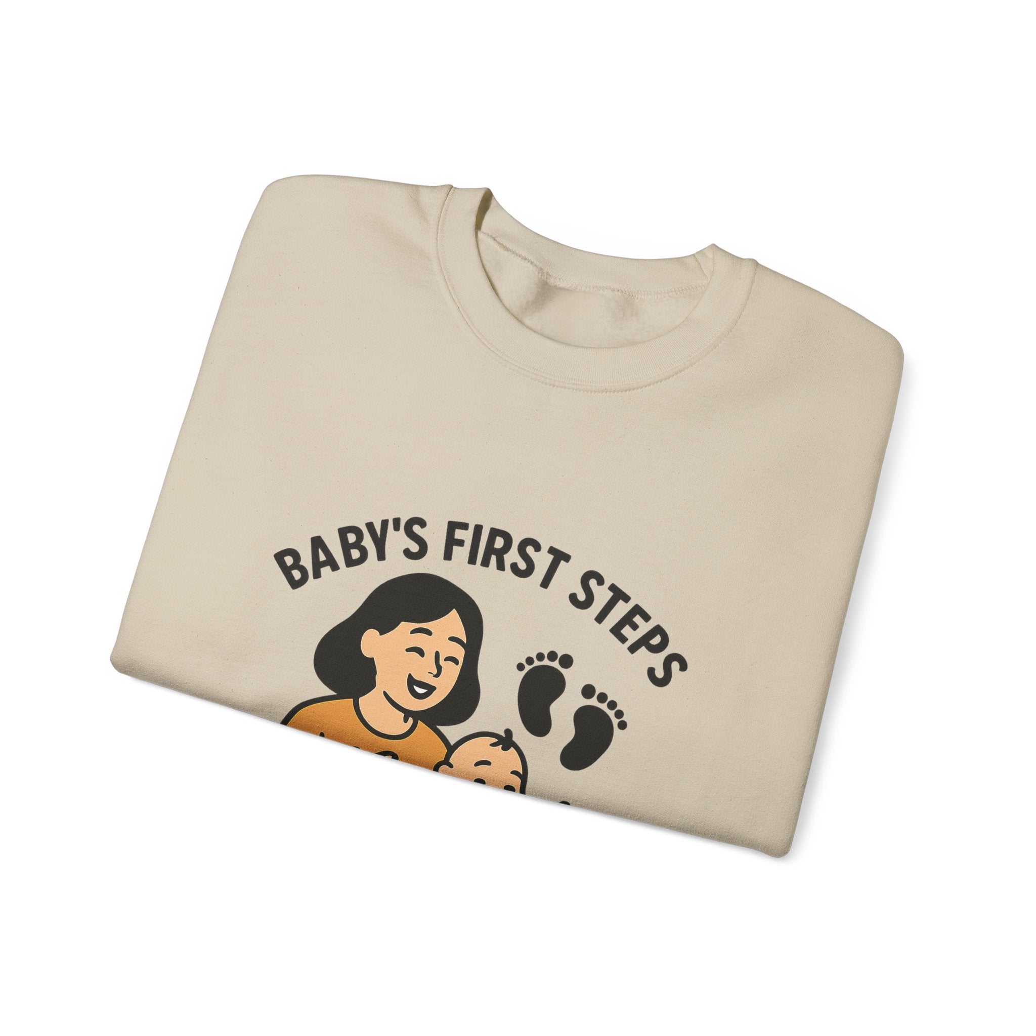 Baby's First Steps Sweatshirt, New Mom Gift, First Walking Milestone, Baby Footprint Shirt, Proud Mom Sweatshirt, Toddler Milestone