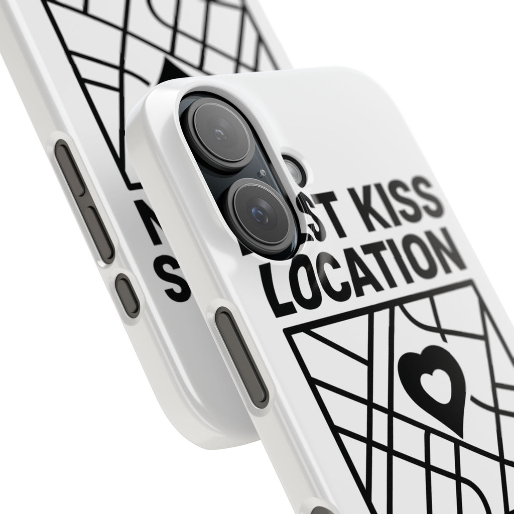 First Kiss Location Phone Case Custom Map Where We Met Anniversary Gift Personalized Couples Phone Case Heart Marker