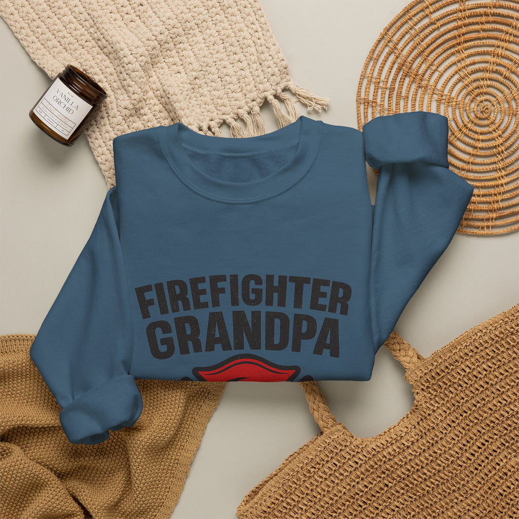 Firefighter Grandpa Sweatshirt My Hero Forever Gift Vintage Fire Station Badge Grandparents Day Fireman Grandfather Shirt