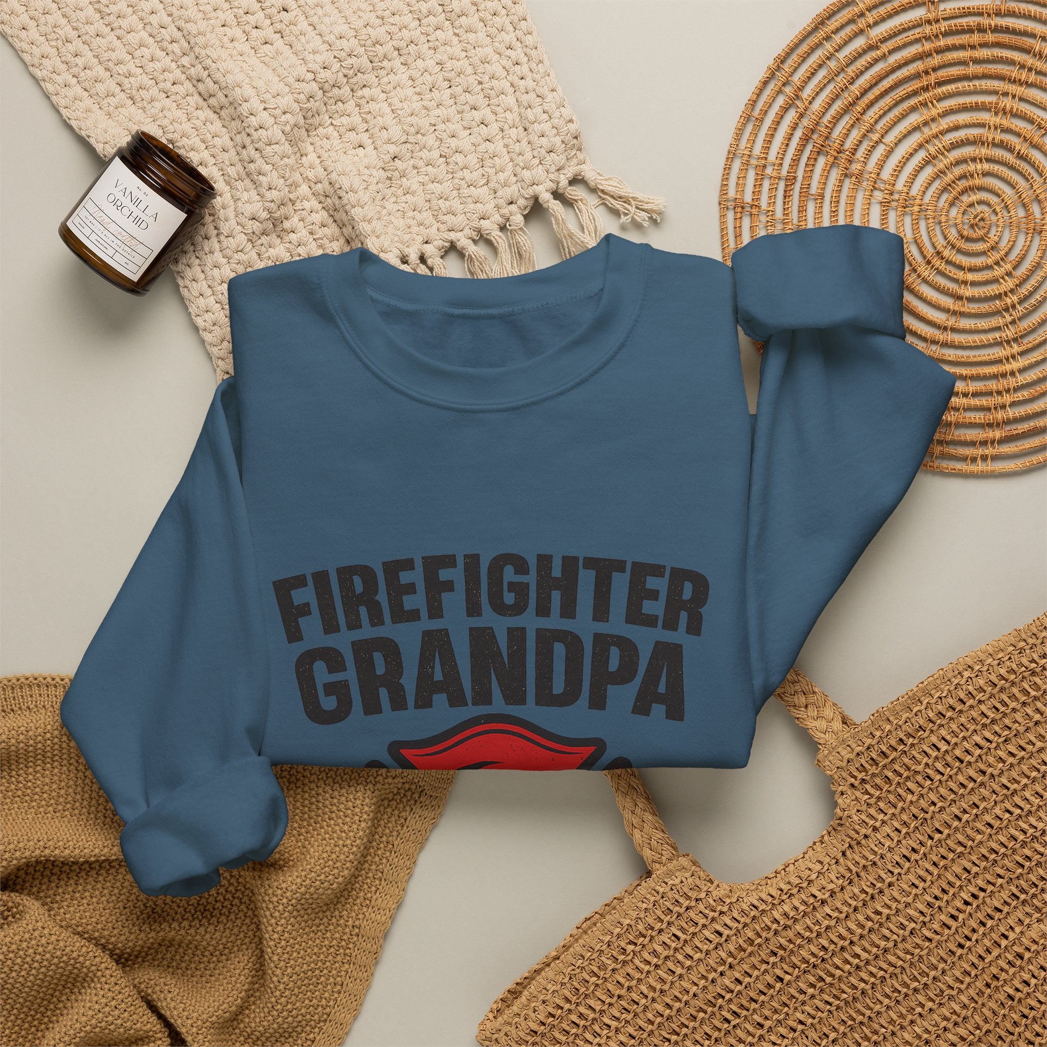 Firefighter Grandpa Sweatshirt My Hero Forever Gift Vintage Fire Station Badge Grandparents Day Fireman Grandfather Shirt