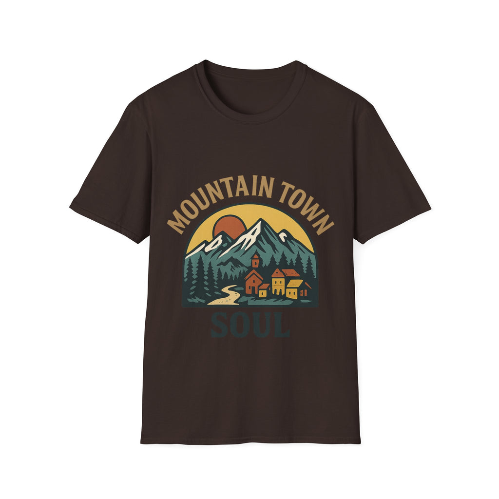 Mountain Town Soul Vintage Hiking Tee Raised on Mountain Air Shirt Wilderness Outdoor Adventure Gift Alpine Heritage Retro Tshirt