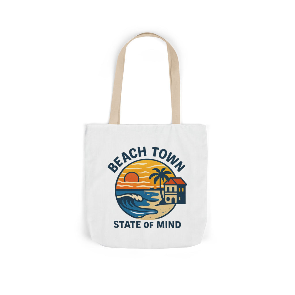 Beach Town State of Mind Tote Bag | Coastal Lifestyle Gift | Ocean Lover Canvas Bag | Beach Vibes Nautical Tote | Summer Beach Bag