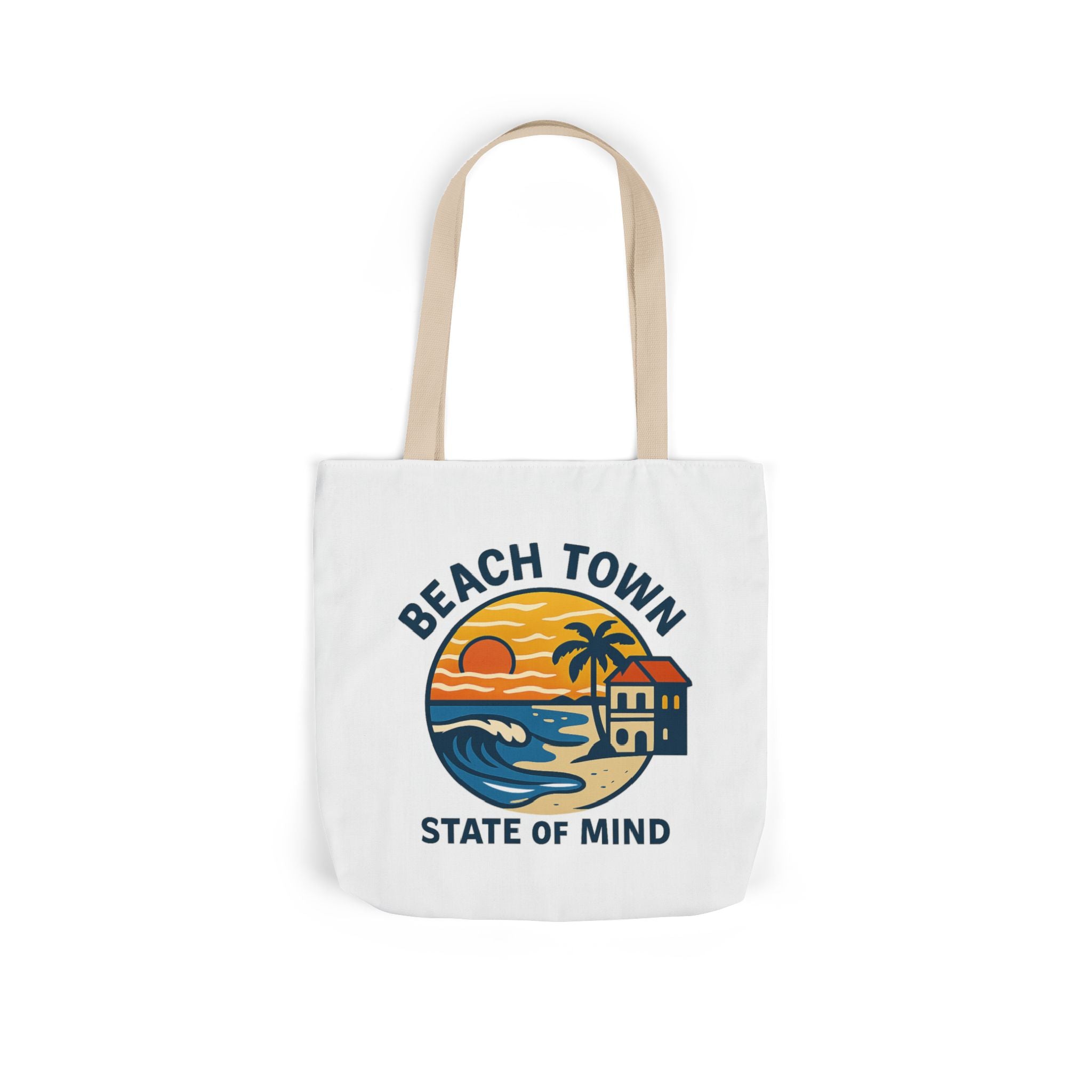 Beach Town State of Mind Tote Bag | Coastal Lifestyle Gift | Ocean Lover Canvas Bag | Beach Vibes Nautical Tote | Summer Beach Bag