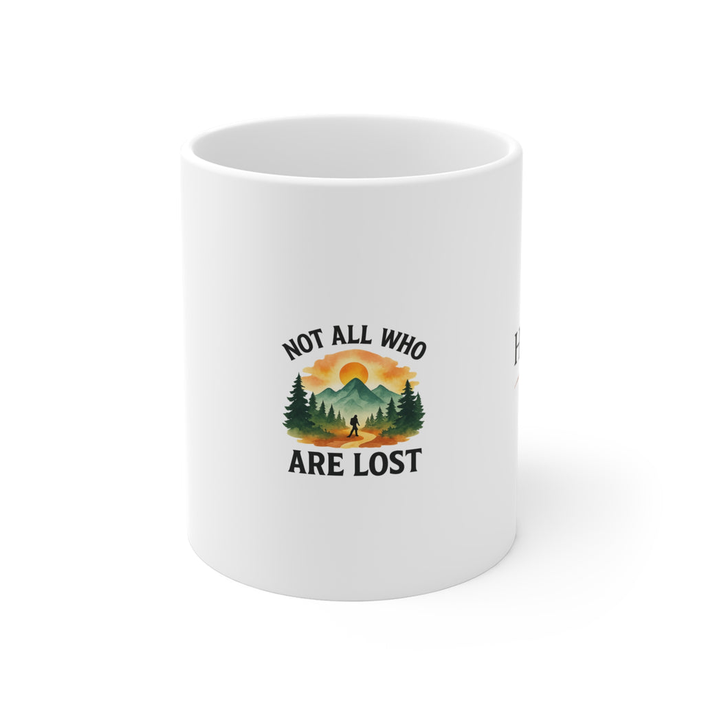 Not All Who Wander Are Lost Mountain Mug Inspirational Adventure Coffee Cup Hiker Gift Nature Lover Watercolor Sunrise Camping Mug