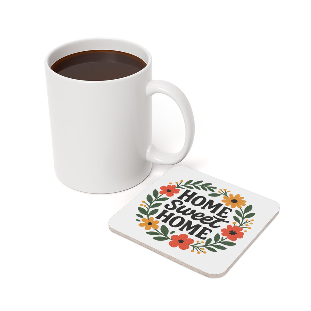Housewarming Gift Cork Coaster Set Home Sweet Home Floral Wreath New Home Gift for Friend First House Coasters Realtor Closing Gift