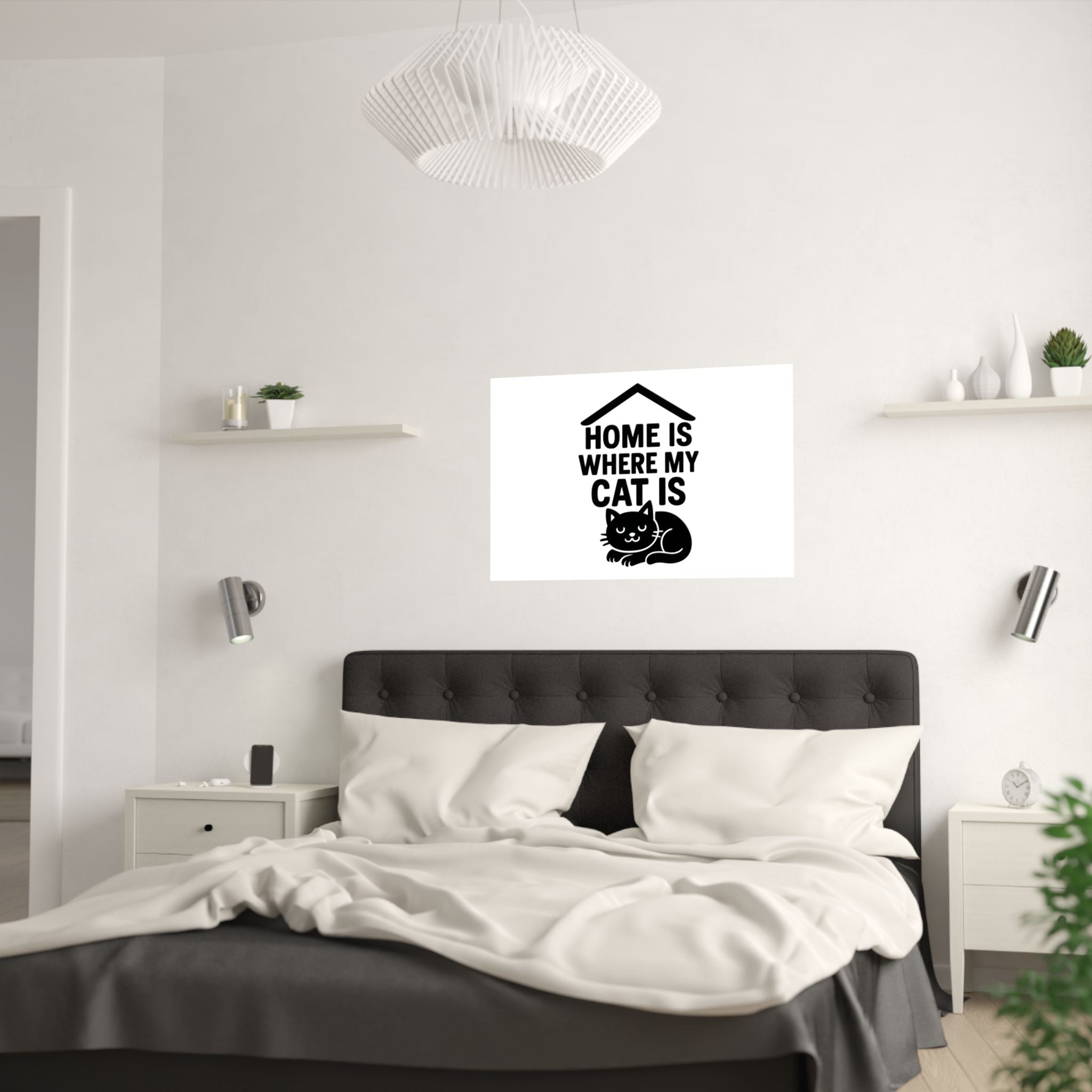 Home is Where My Cat Is Poster, Cat Lover Gift, Minimalist Cat Wall Art, Cat Owner Home Decor, Housewarming Gift for Cat Mom