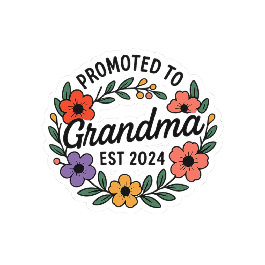 Promoted to Grandma Est 2024 Sticker, New Grandmother Gift, Pregnancy Announcement Sticker, Grandma to Be Gift, Floral Wreath