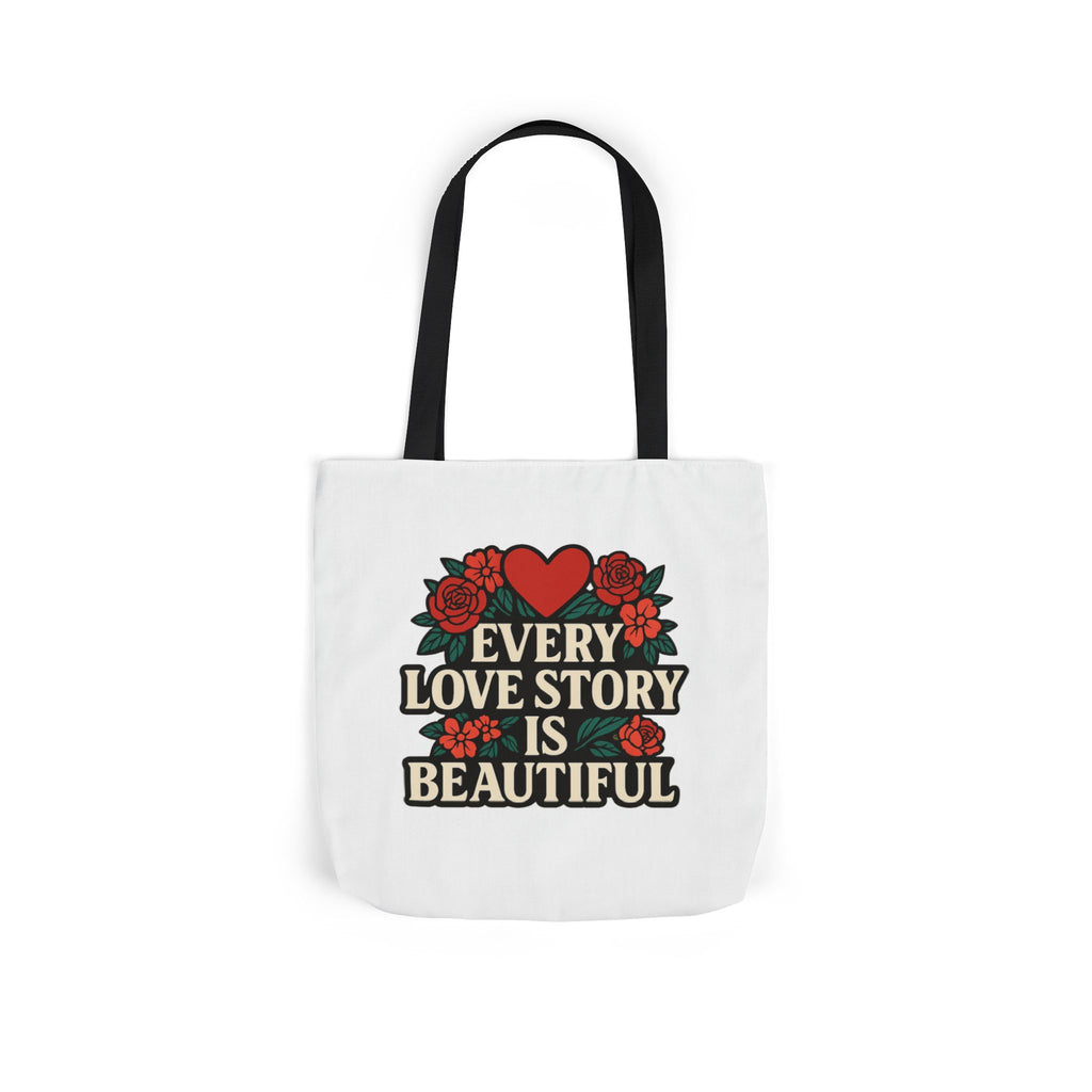 Every Love Story Is Beautiful Tote Bag, Floral Anniversary Gift for Wife, Romantic Wedding Quote Bag, Engagement Gift Women
