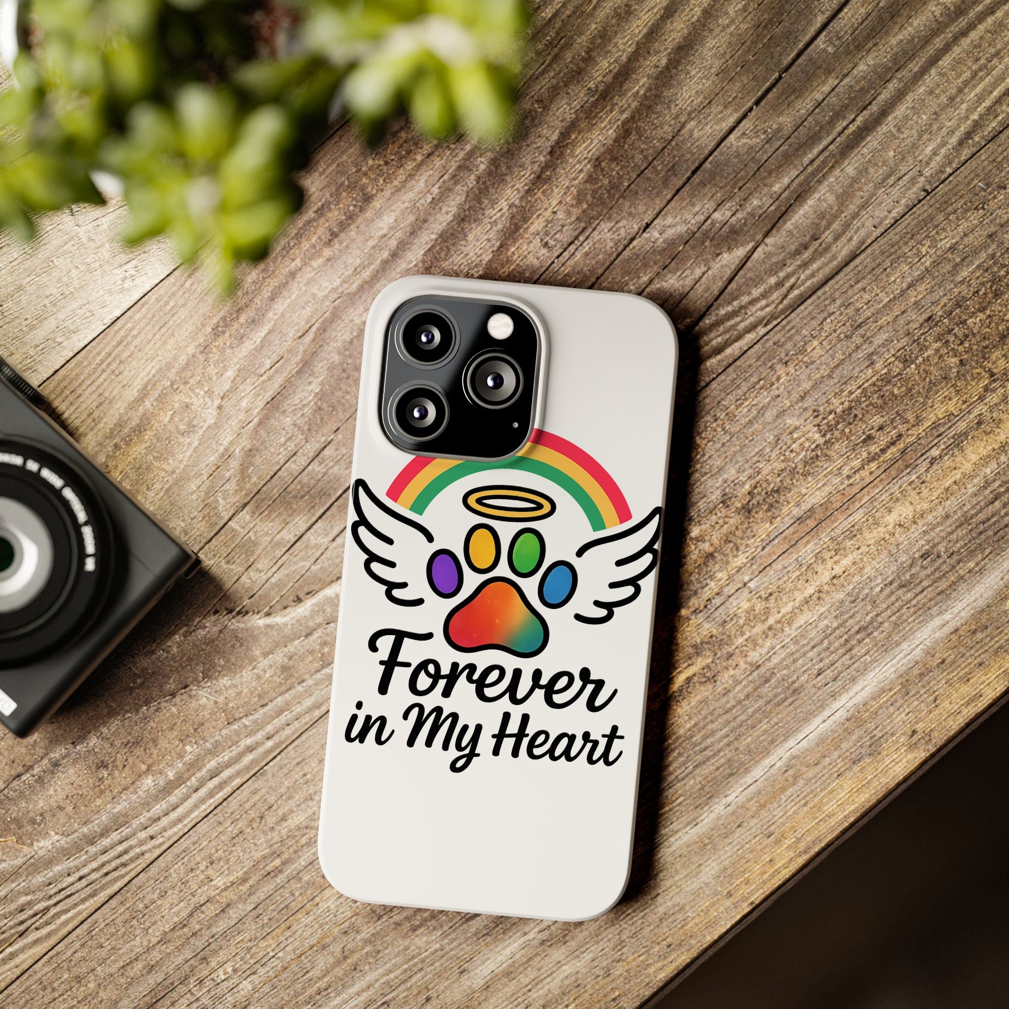 Rainbow Bridge Pet Memorial Phone Case Forever in My Heart Dog Cat Loss Sympathy Gift Remembrance Watercolor Paw Print Angel Pet