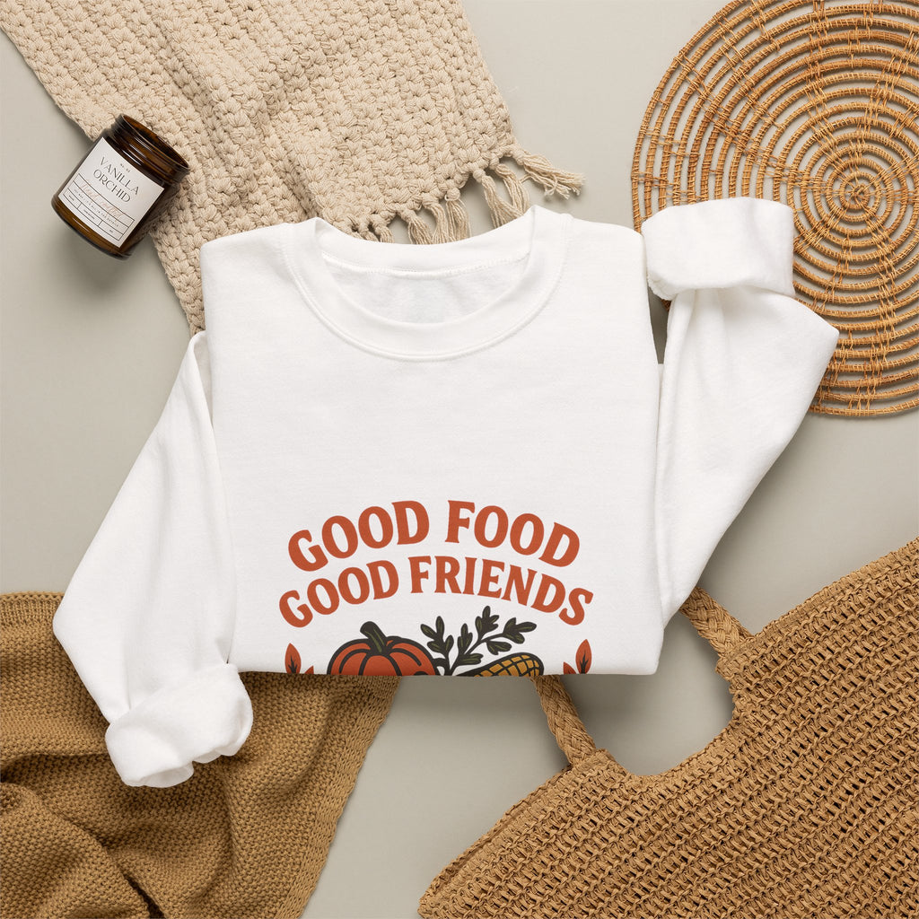 Good Food Good Friends Grateful Heart Sweatshirt, Thanksgiving Hostess Gift, Cooking Sweatshirt, Kitchen Lover Gift, Autumn Cozy Top