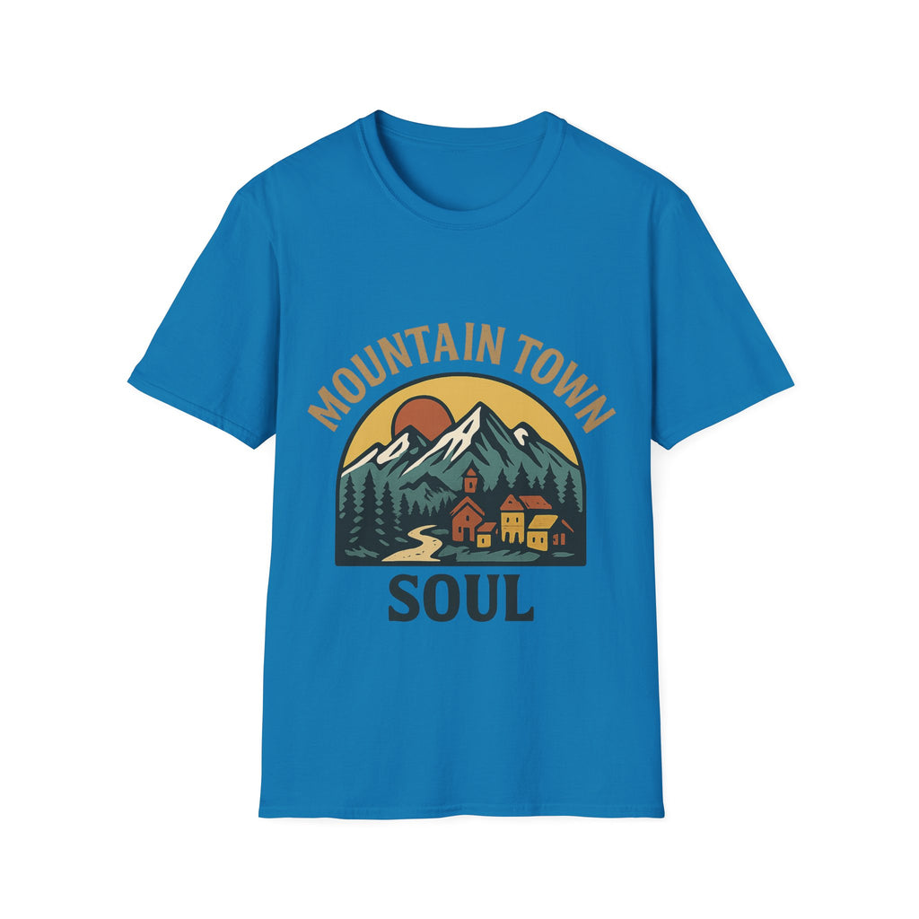 Mountain Town Soul Vintage Hiking Tee Raised on Mountain Air Shirt Wilderness Outdoor Adventure Gift Alpine Heritage Retro Tshirt
