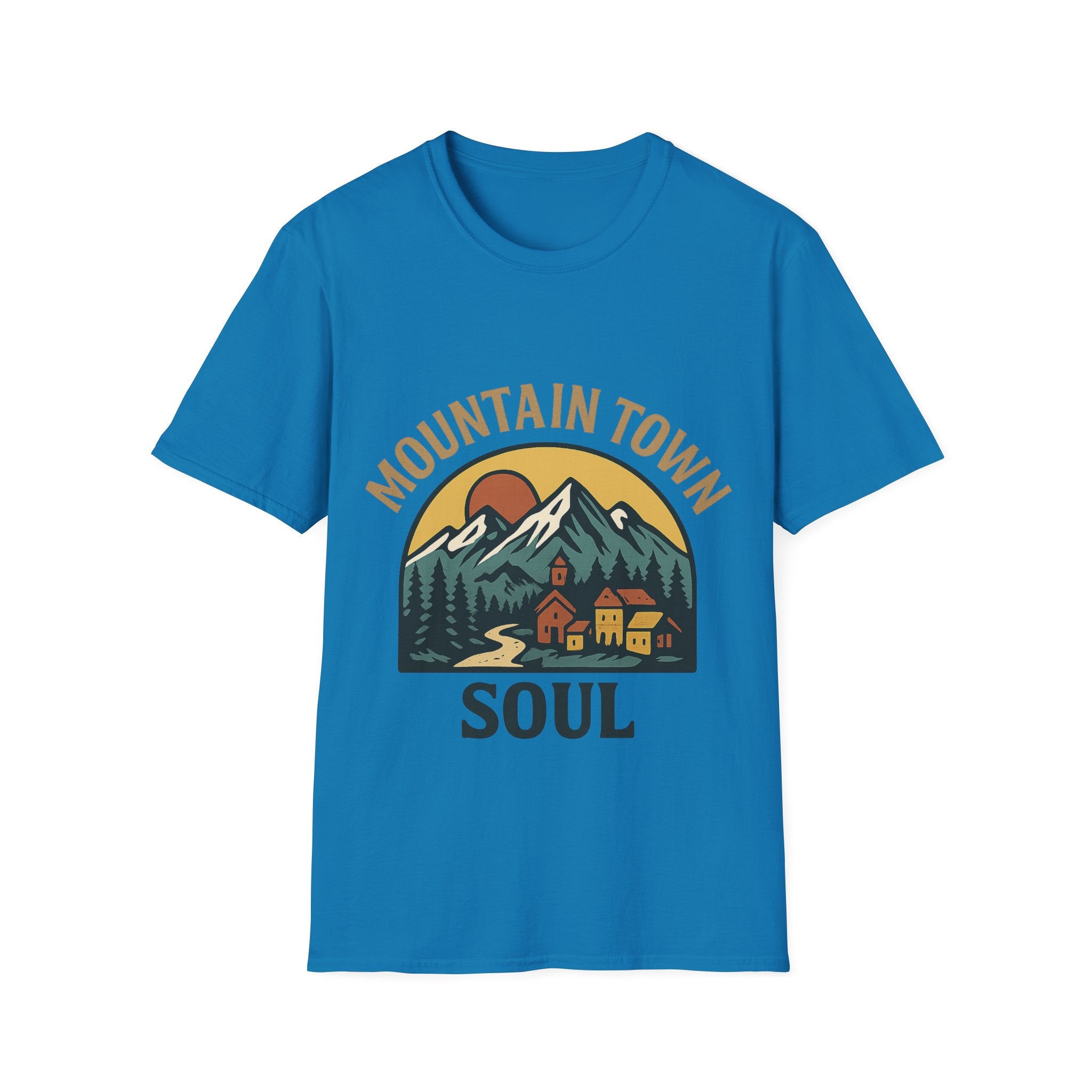 Mountain Town Soul Vintage Hiking Tee Raised on Mountain Air Shirt Wilderness Outdoor Adventure Gift Alpine Heritage Retro Tshirt