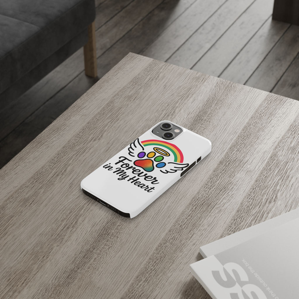 Rainbow Bridge Pet Memorial Phone Case Forever in My Heart Dog Cat Loss Sympathy Gift Remembrance Watercolor Paw Print Angel Pet