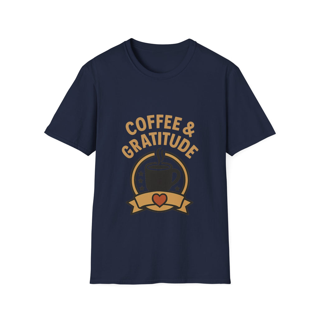 Coffee & Gratitude Shirt, Mindful Living Tee, Self Care Gift for Women, Positive Vibes T-Shirt, Grateful Heart Appreciation Top