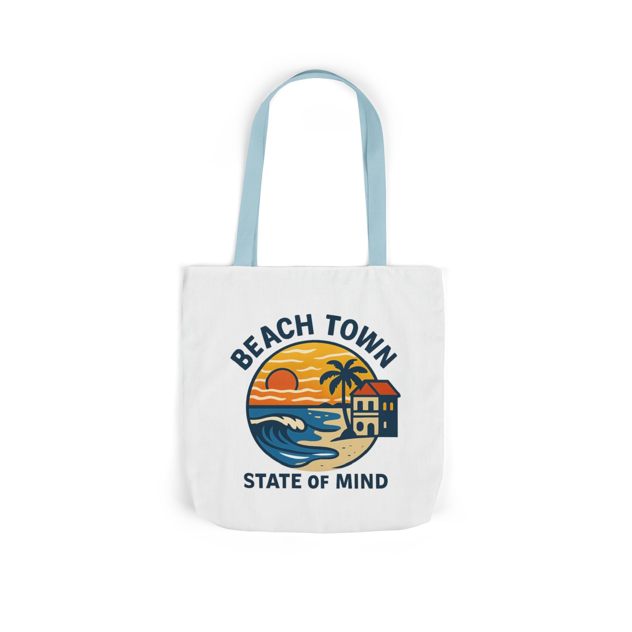 Beach Town State of Mind Tote Bag | Coastal Lifestyle Gift | Ocean Lover Canvas Bag | Beach Vibes Nautical Tote | Summer Beach Bag