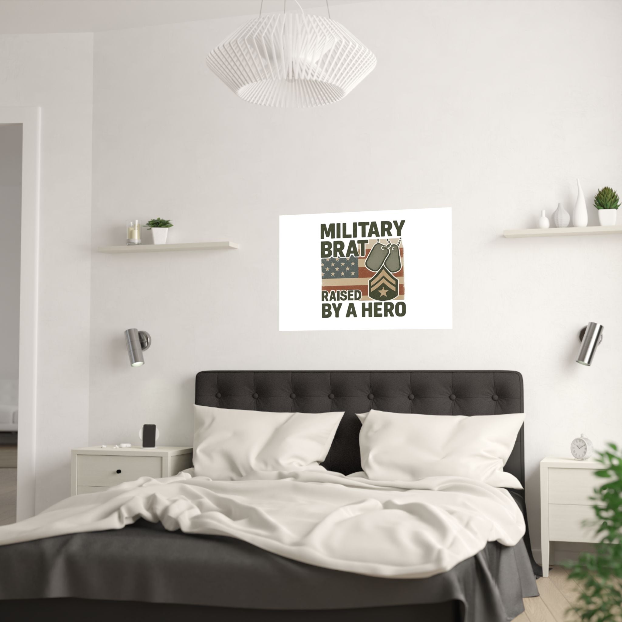 Military Brat Poster Raised by a Hero Gift, Military Child Wall Art, Army Navy Air Force Marine, Military Family Decor Print