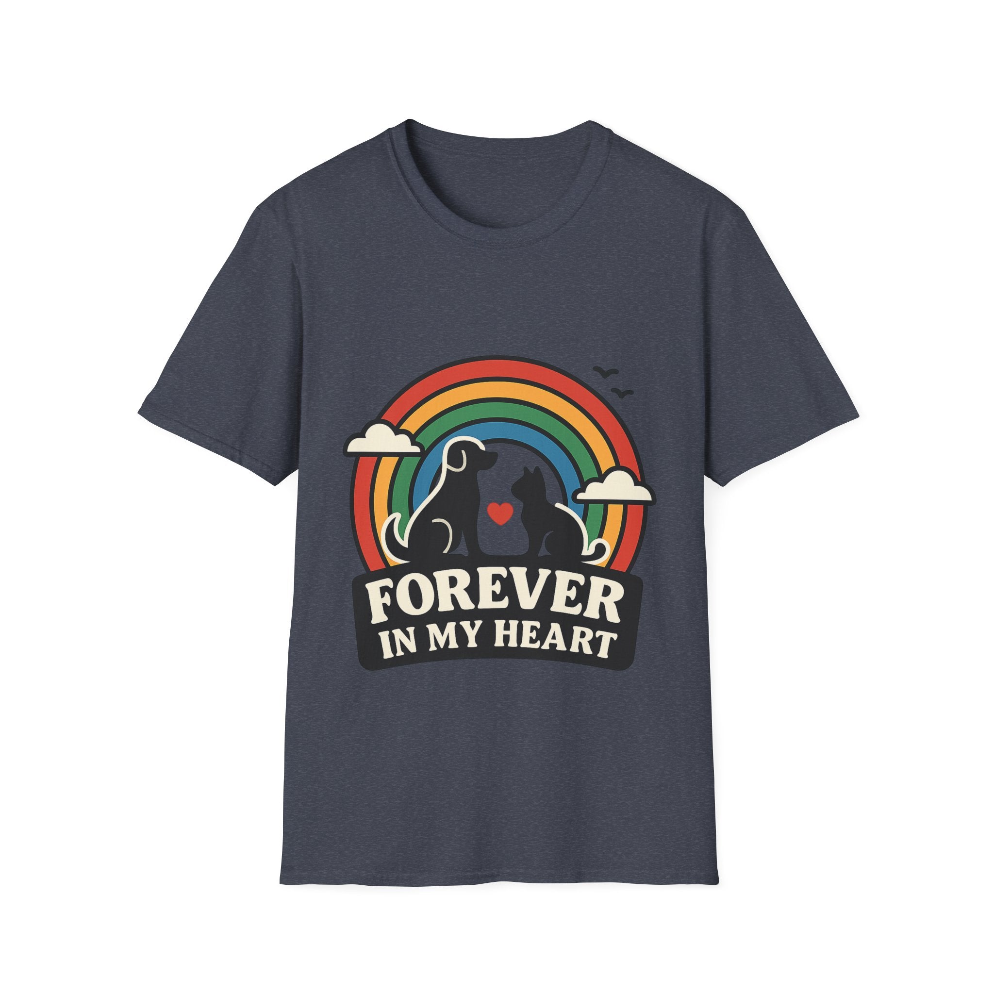Rainbow Bridge Pet Memorial Shirt, Dog Cat Loss Gift, Forever in My Heart, Pet Remembrance Tee, Sympathy Gift for Pet Owner