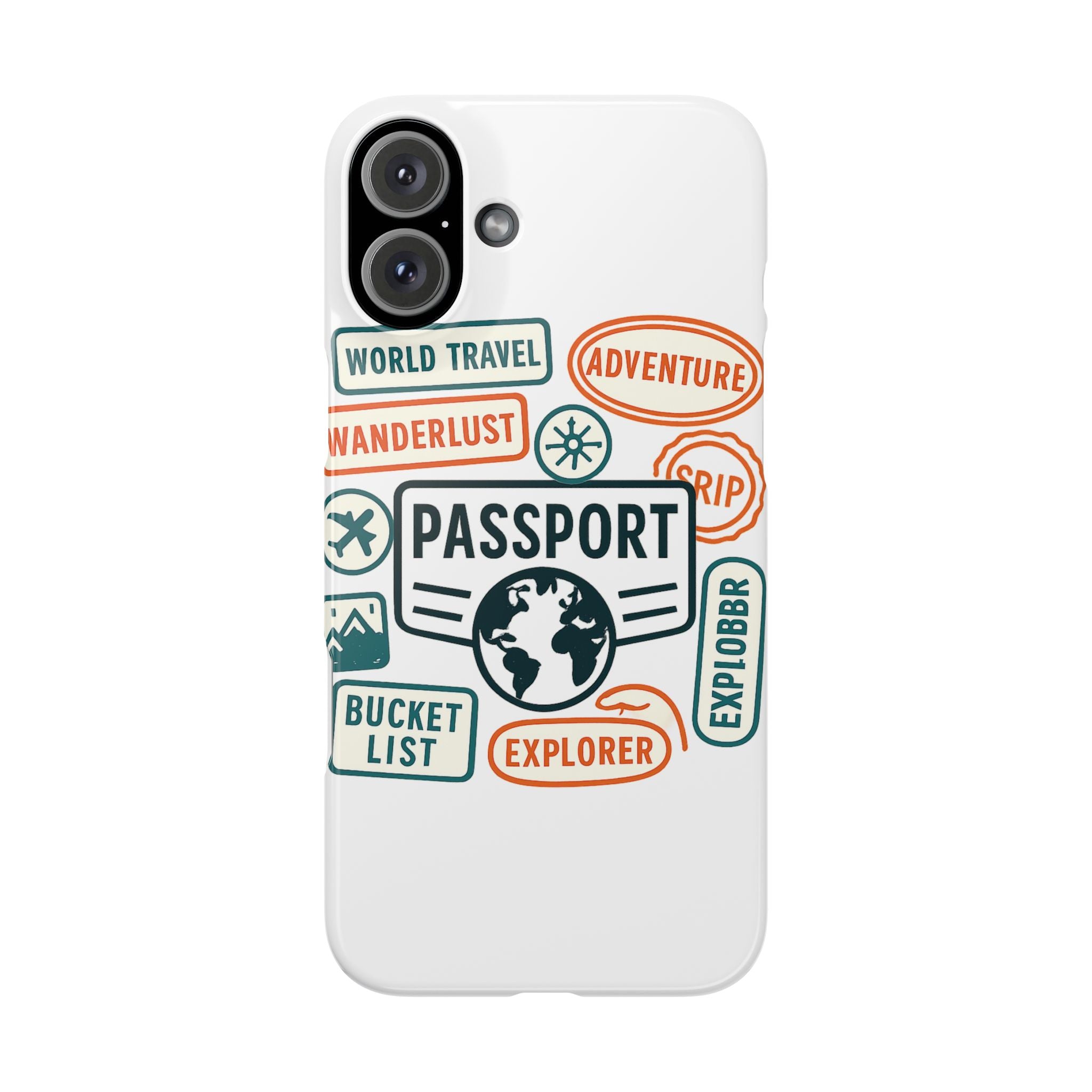 Passport Stamp Phone Case World Travel Gift Wanderlust Adventure Traveler Bucket List Globetrotter Trip Souvenir Explorer Map