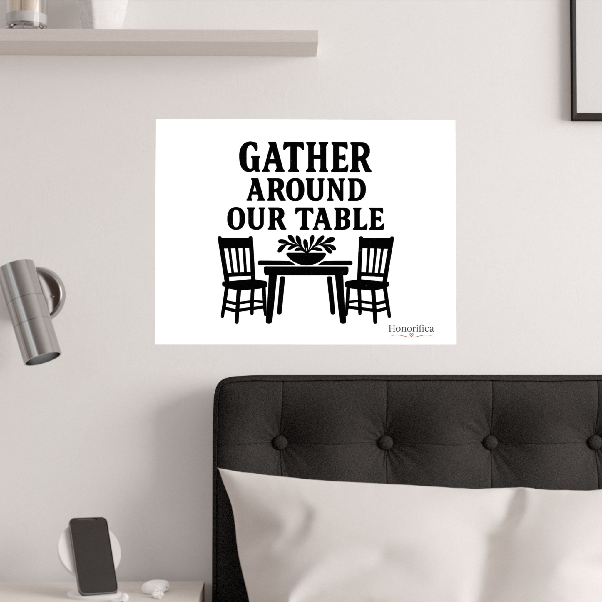 Gather Around Our Table Kitchen Wall Art, Farmhouse Kitchen Decor, Rustic Dining Room Wall Art, Housewarming Gift Poster