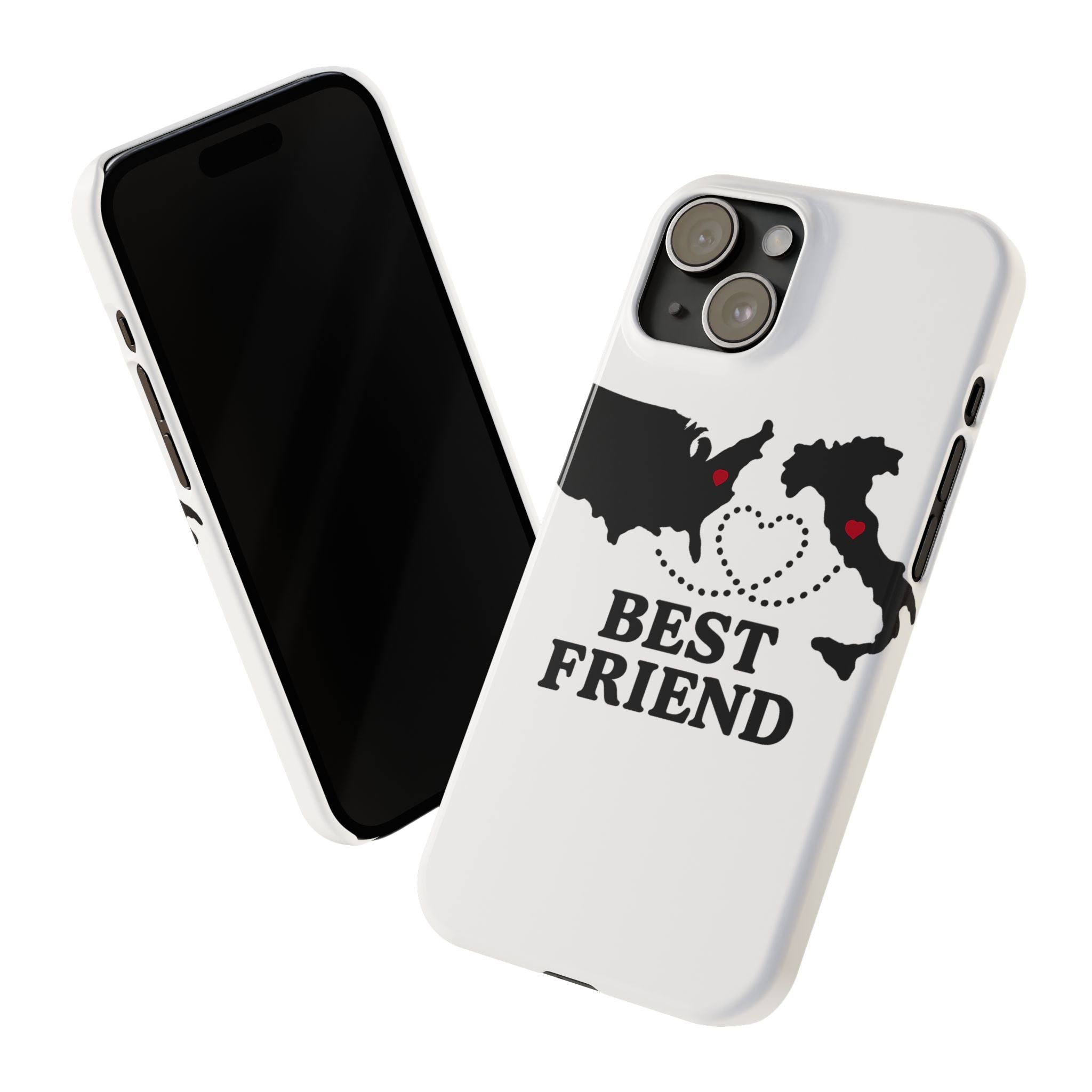 Long Distance Friendship Phone Case Personalized Coordinates Gift Best Friend Custom Location Map Heart Connection BFF
