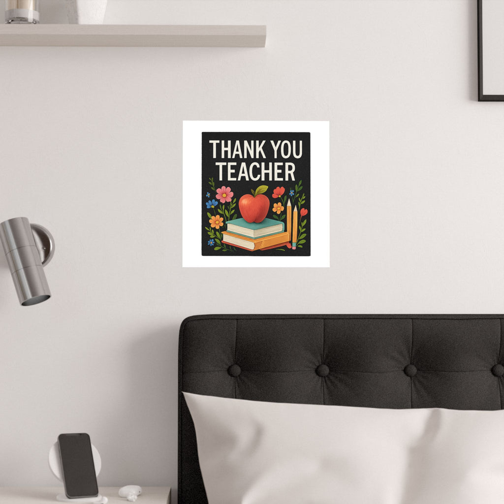 Thank You Teacher Gift Poster, Wildflower Watercolor Classroom Decor, Teacher Appreciation Wall Art, End of Year Gift