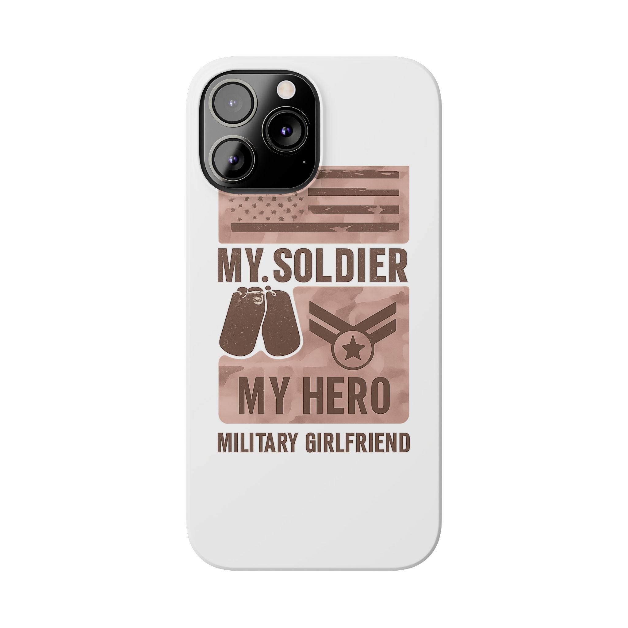 Military Girlfriend Phone Case Rose Gold Camouflage My Soldier My Hero Gift for Army Navy Air Force Girlfriend