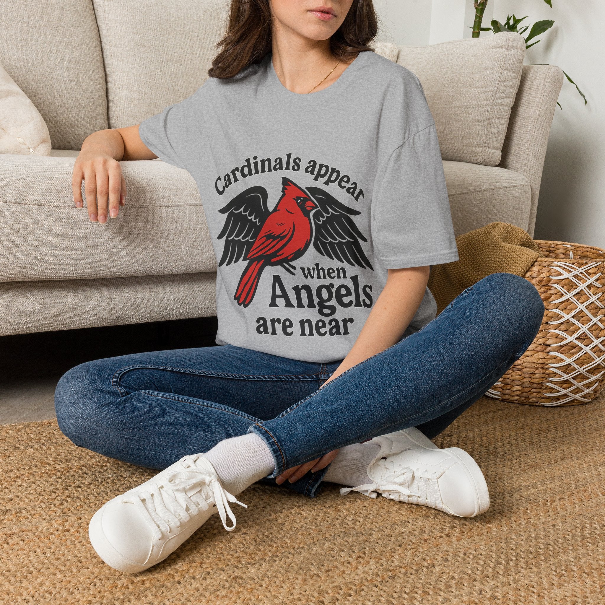 Cardinals Appear When Angels Are Near Shirt Memorial Tshirt Loss of Loved One Remembrance Gift Sympathy Bereavement Grief Comfort