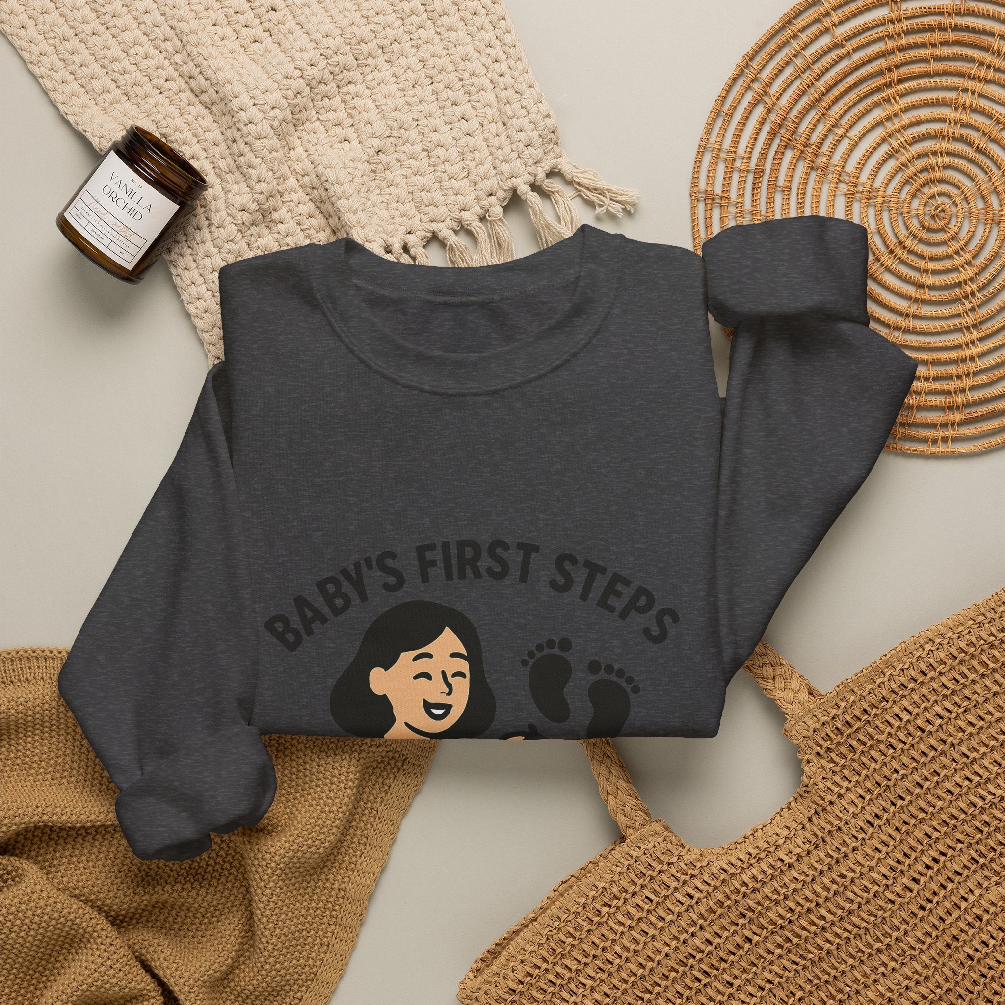 Baby's First Steps Sweatshirt, New Mom Gift, First Walking Milestone, Baby Footprint Shirt, Proud Mom Sweatshirt, Toddler Milestone