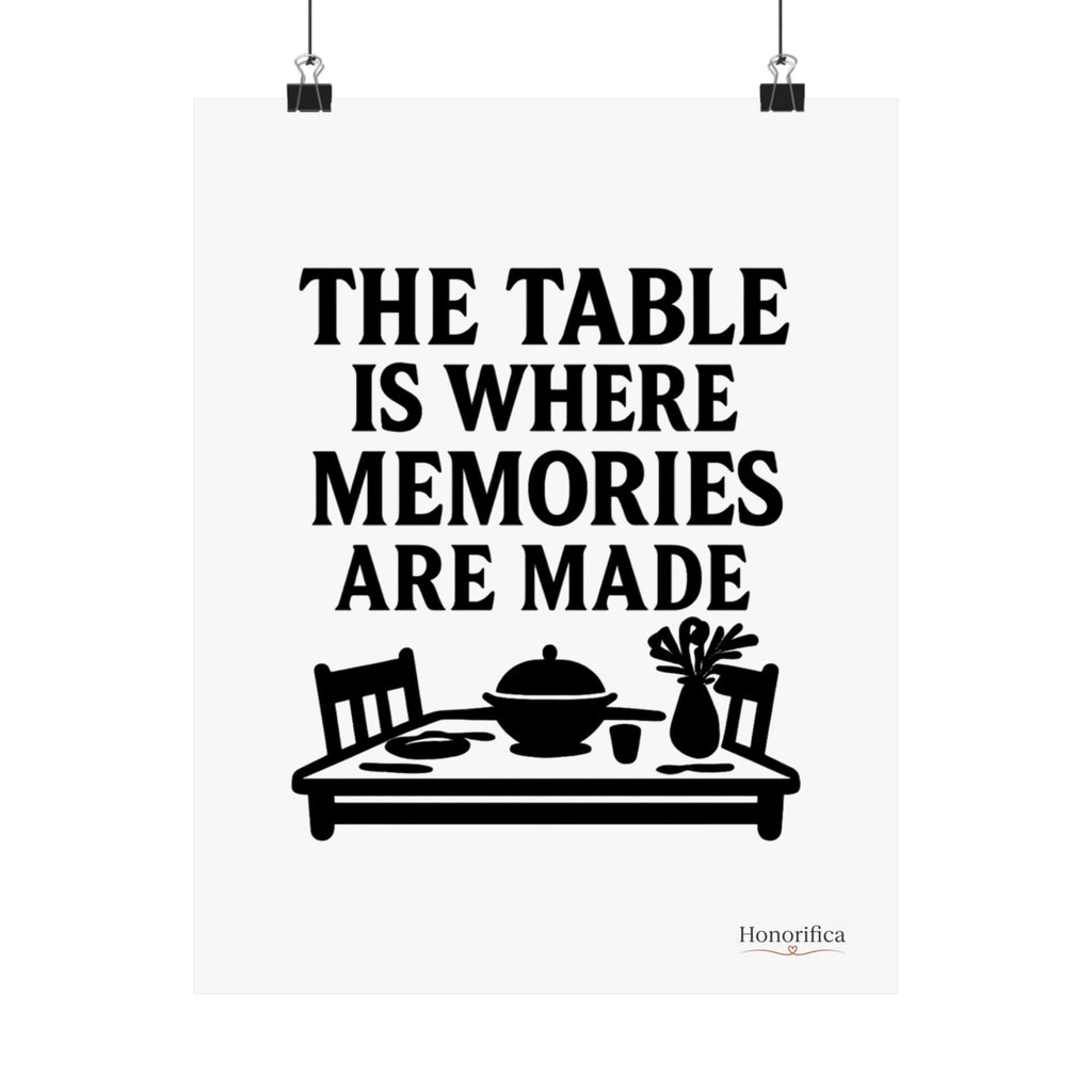 The Table Is Where Memories Are Made Kitchen Poster, Dining Room Wall Art, Family Meal Print, Mother's Day Gift for Mom