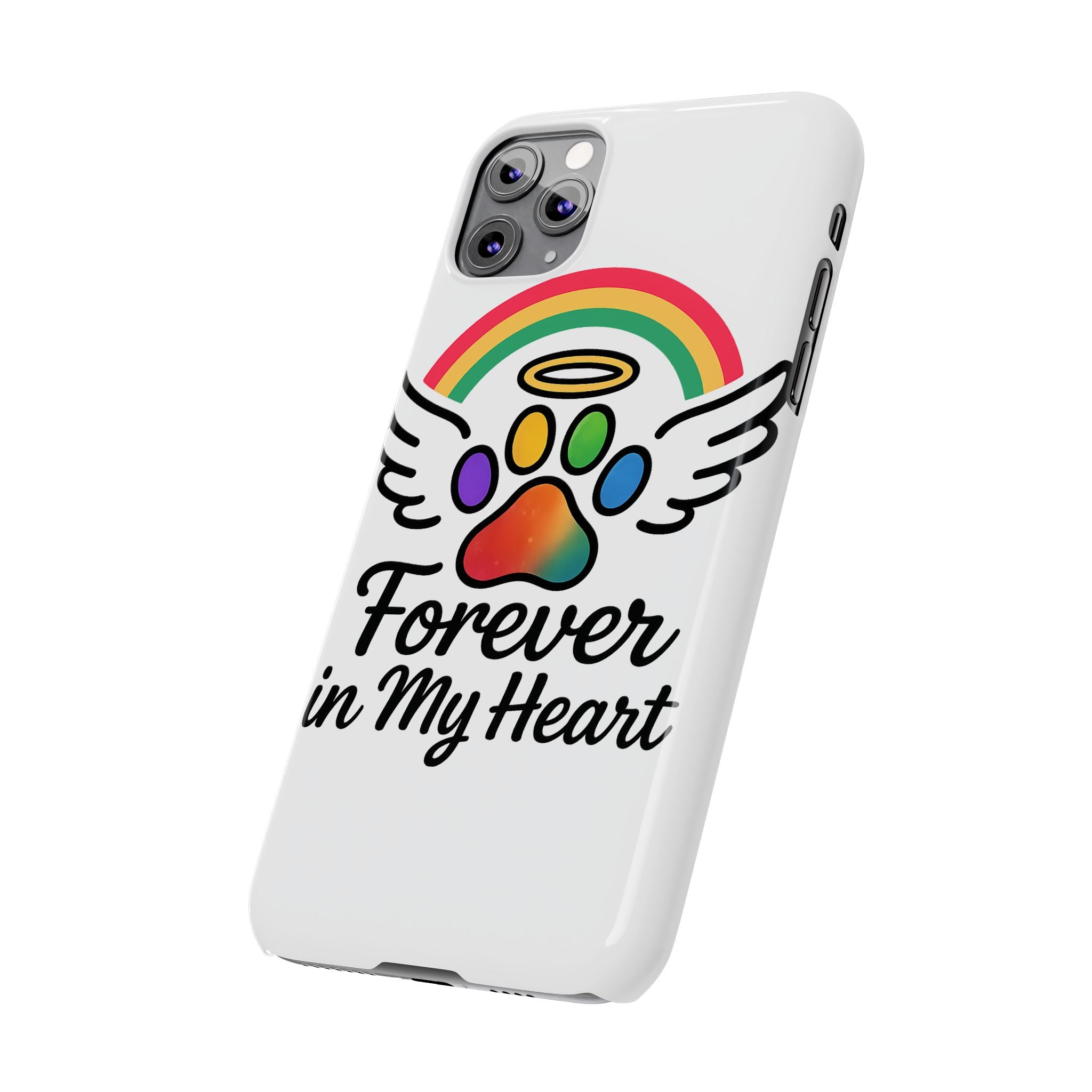 Rainbow Bridge Pet Memorial Phone Case Forever in My Heart Dog Cat Loss Sympathy Gift Remembrance Watercolor Paw Print Angel Pet