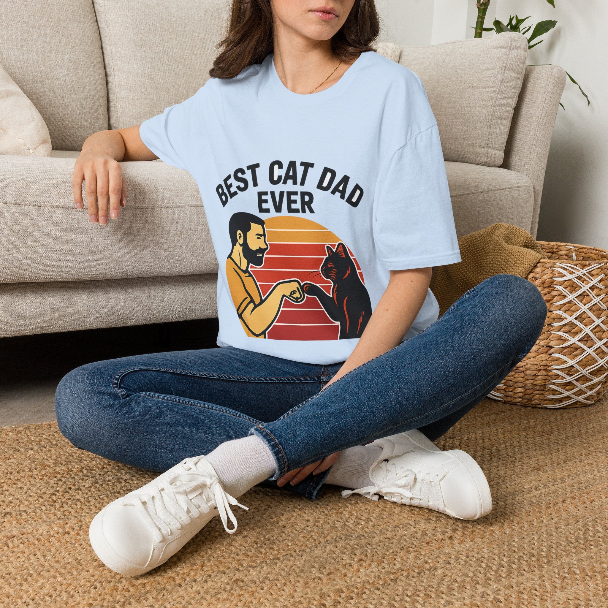 Best Cat Dad Ever Shirt Vintage Retro Cat Lover Gift for Men Father's Day Cat Owner Tshirt Funny Cat Dad Gift Retro Sunset Tee