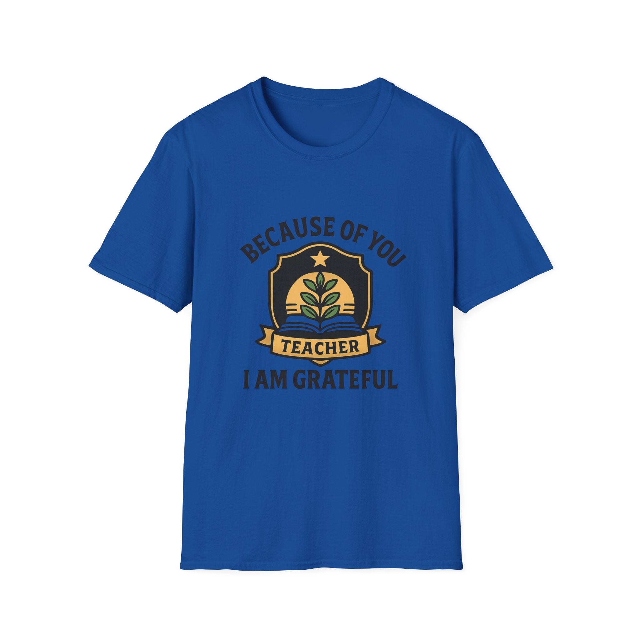 Teacher Appreciation Shirt, Because of You I Am Grateful T-Shirt, Teacher Gift, Thank You Teacher Tee, End of Year Gift