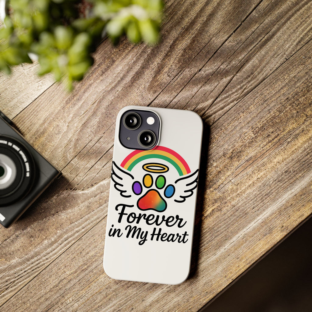 Rainbow Bridge Pet Memorial Phone Case Forever in My Heart Dog Cat Loss Sympathy Gift Remembrance Watercolor Paw Print Angel Pet