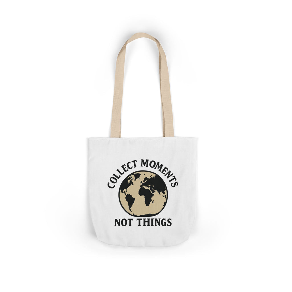 Travel Tote Bag Wanderlust Gift, Collect Moments Not Things Canvas Tote, World Map Tote Bag for Women, Traveler Gift Adventure Lover