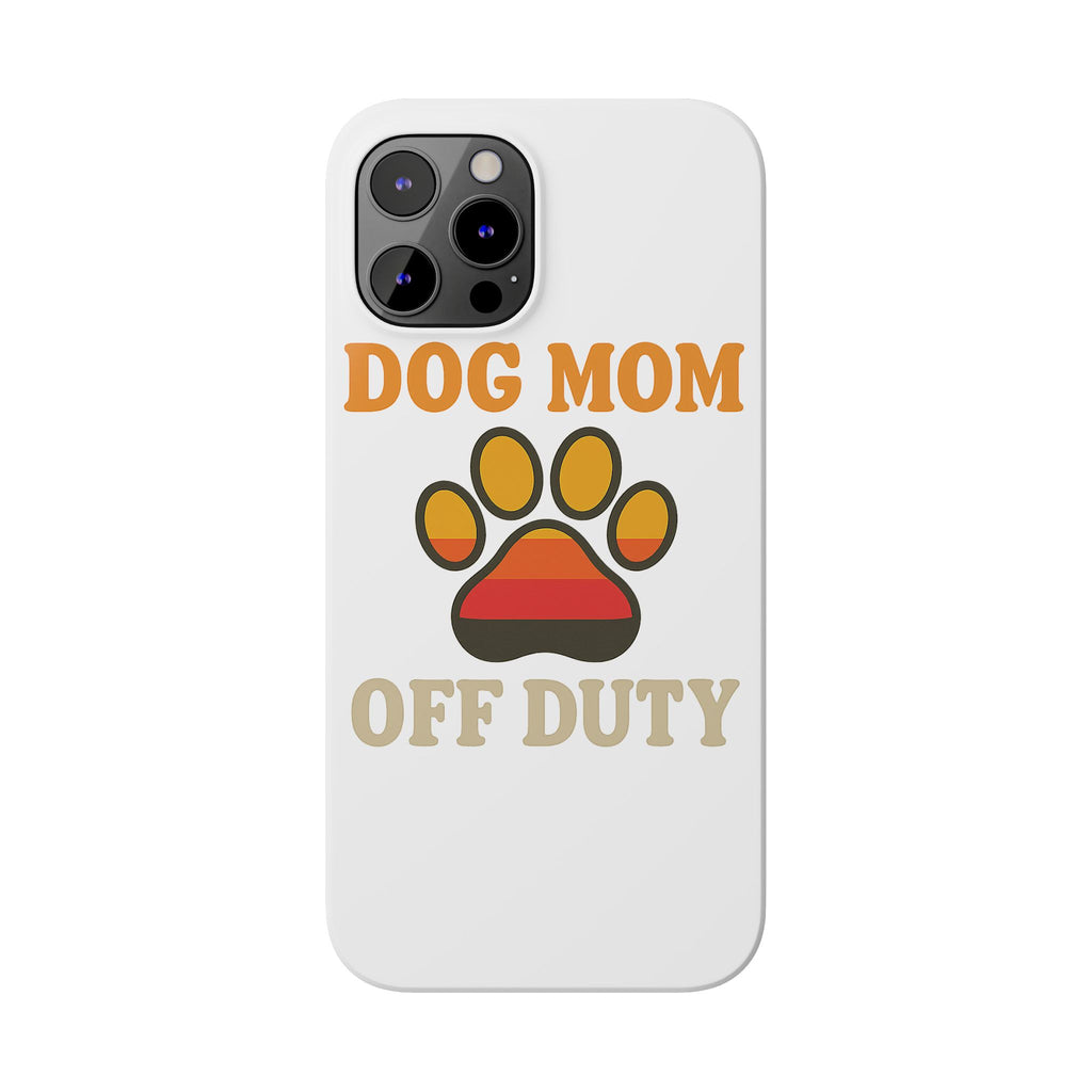 Dog Mom Off Duty Phone Case Retro 70s Vintage Dog Lover Gift Paw Print iPhone Samsung Galaxy Case Funny Pet Owner Gift