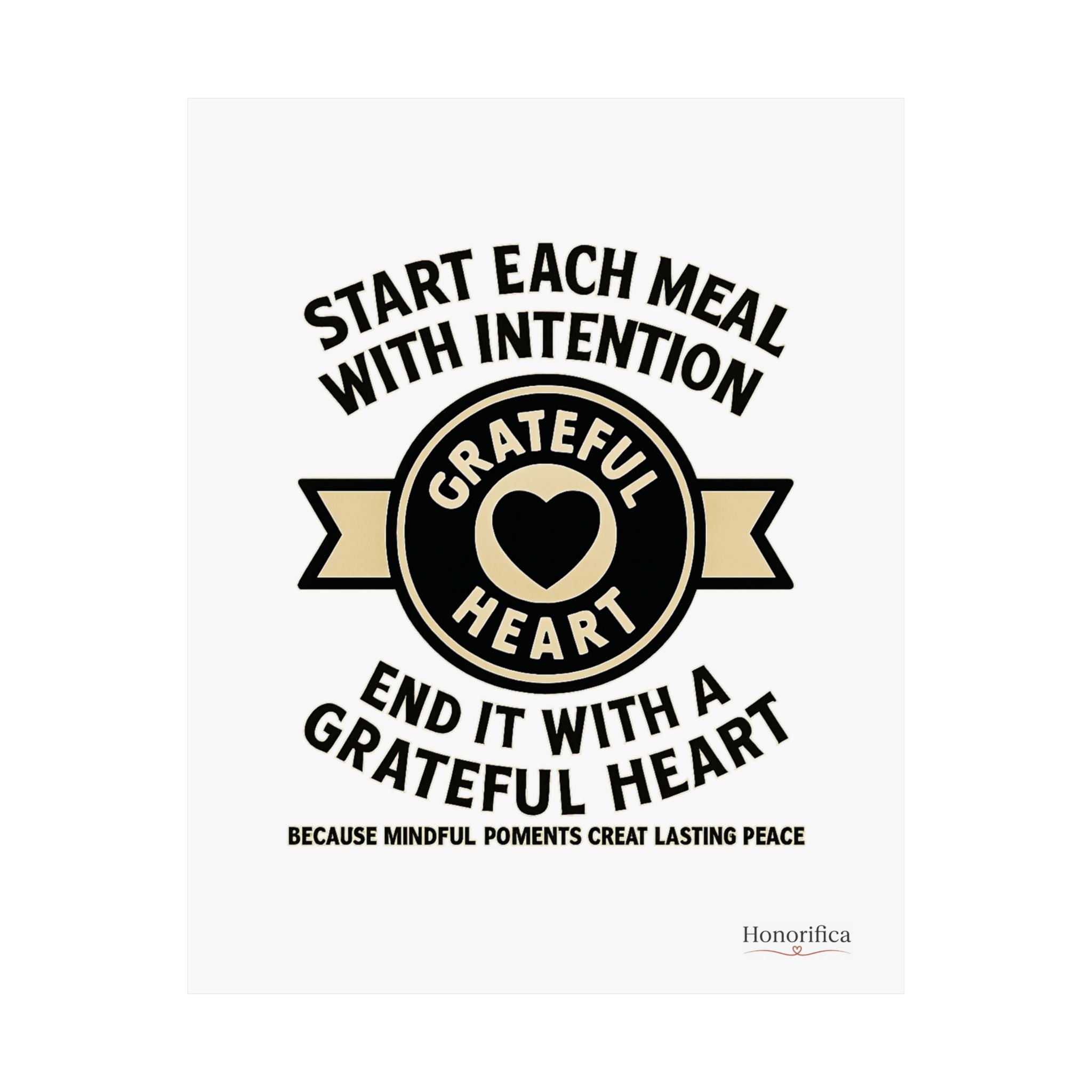 Grateful Heart Daily Affirmations Placemat Poster, Gratitude Prompts Mindful Eating, Thanksgiving Table Decor, Wellness Gift