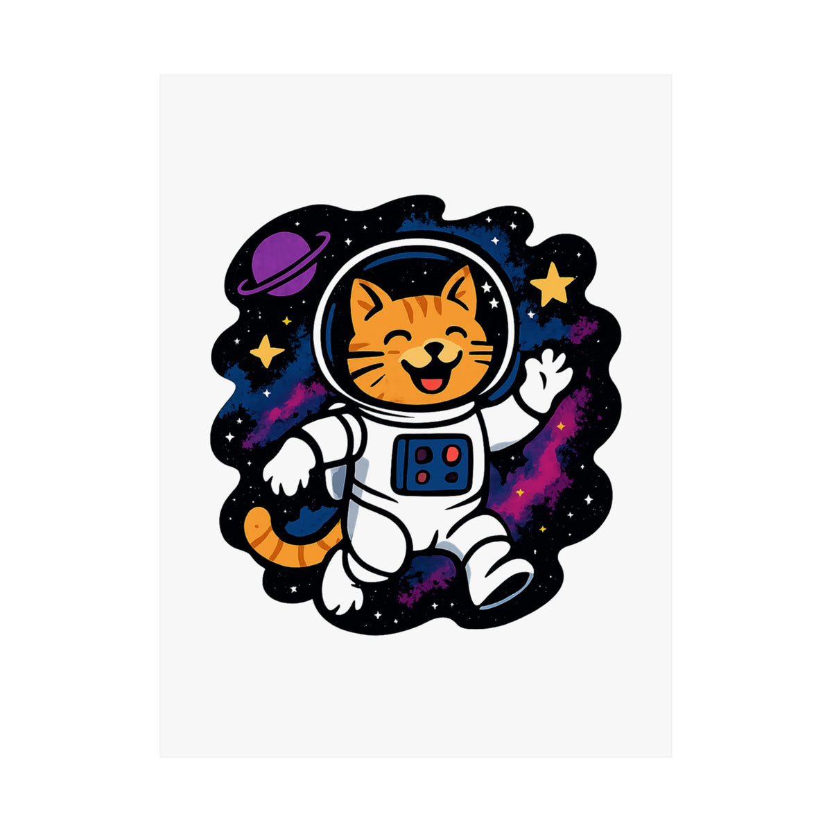 Cat Astronaut Galaxy Poster, Space Cat Wall Art, Funny Cat Lover Gift, Nebula Cat Print, Whimsical Space Room Decor, Quirky Wall Art
