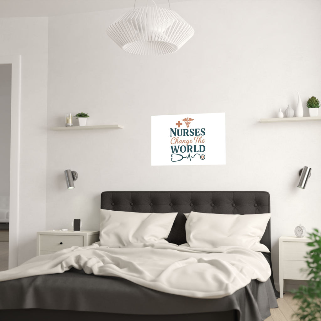 Nurse Motivation Poster, Nurses Change The World Wall Art, Nursing Graduation Gift, Nurse Office Decor, Medical Typography Print