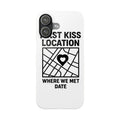 First Kiss Location Phone Case Custom Map Where We Met Anniversary Gift Personalized Couples Phone Case Heart Marker