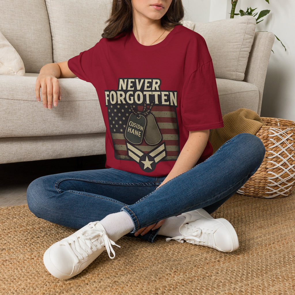 Never Forgotten Veteran Memorial Shirt Custom Name Military Tribute Tee Gold Star Family Gift Personalized Remembrance Tshirt