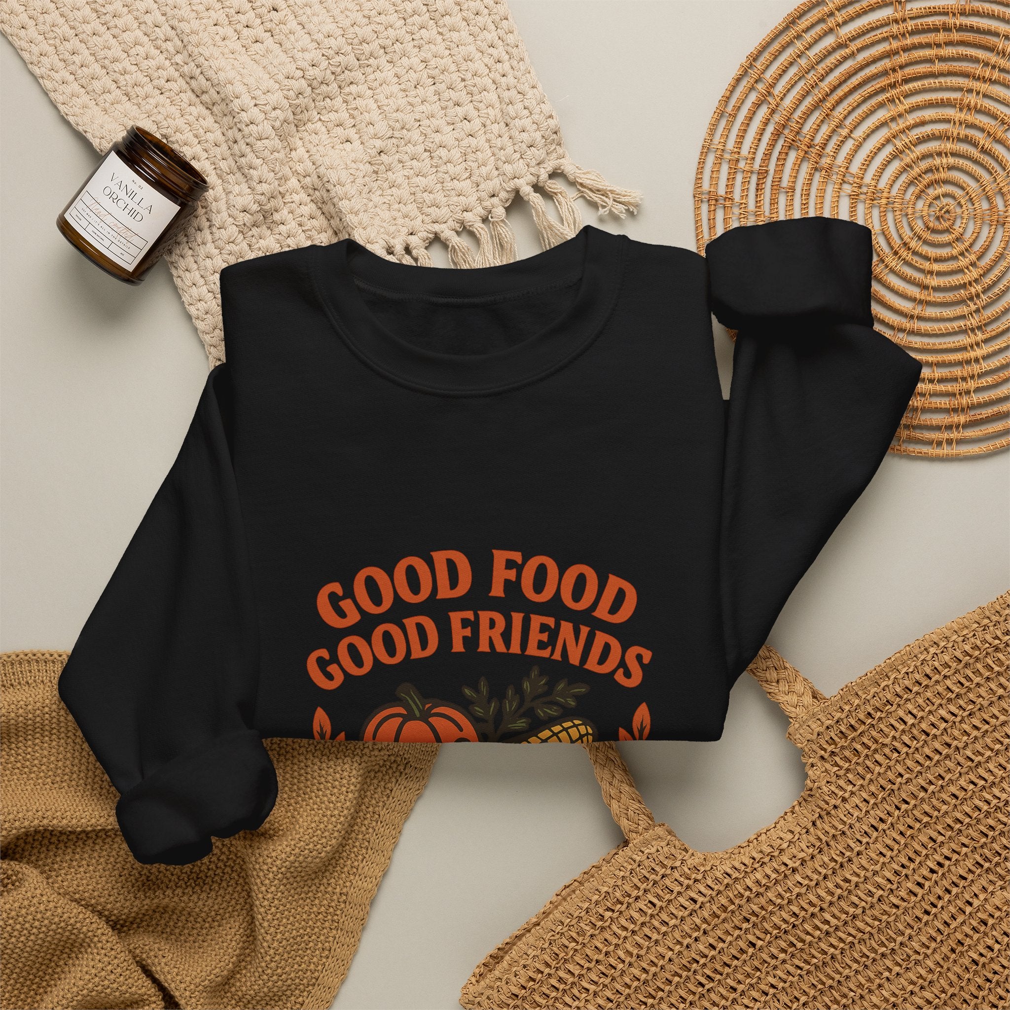 Good Food Good Friends Grateful Heart Sweatshirt, Thanksgiving Hostess Gift, Cooking Sweatshirt, Kitchen Lover Gift, Autumn Cozy Top