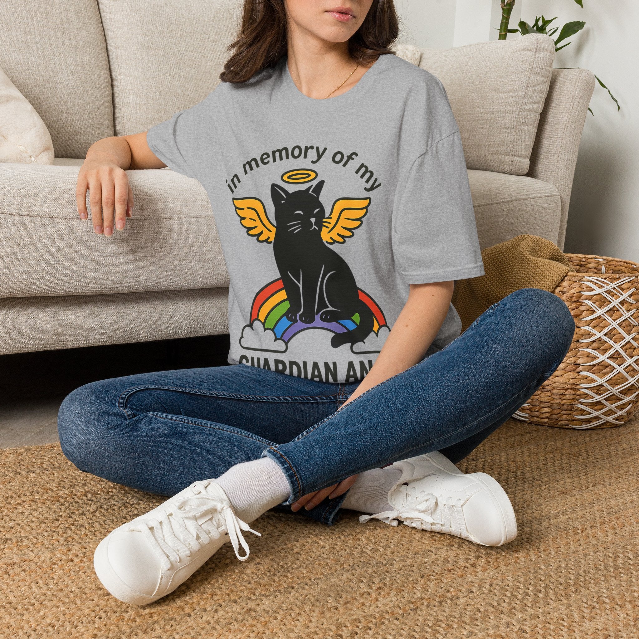 Rainbow Bridge Cat Memorial Shirt, Guardian Angel Cat Tshirt, Pet Loss Sympathy Gift, Cat Remembrance Shirt, Cat Lover Grief Gift