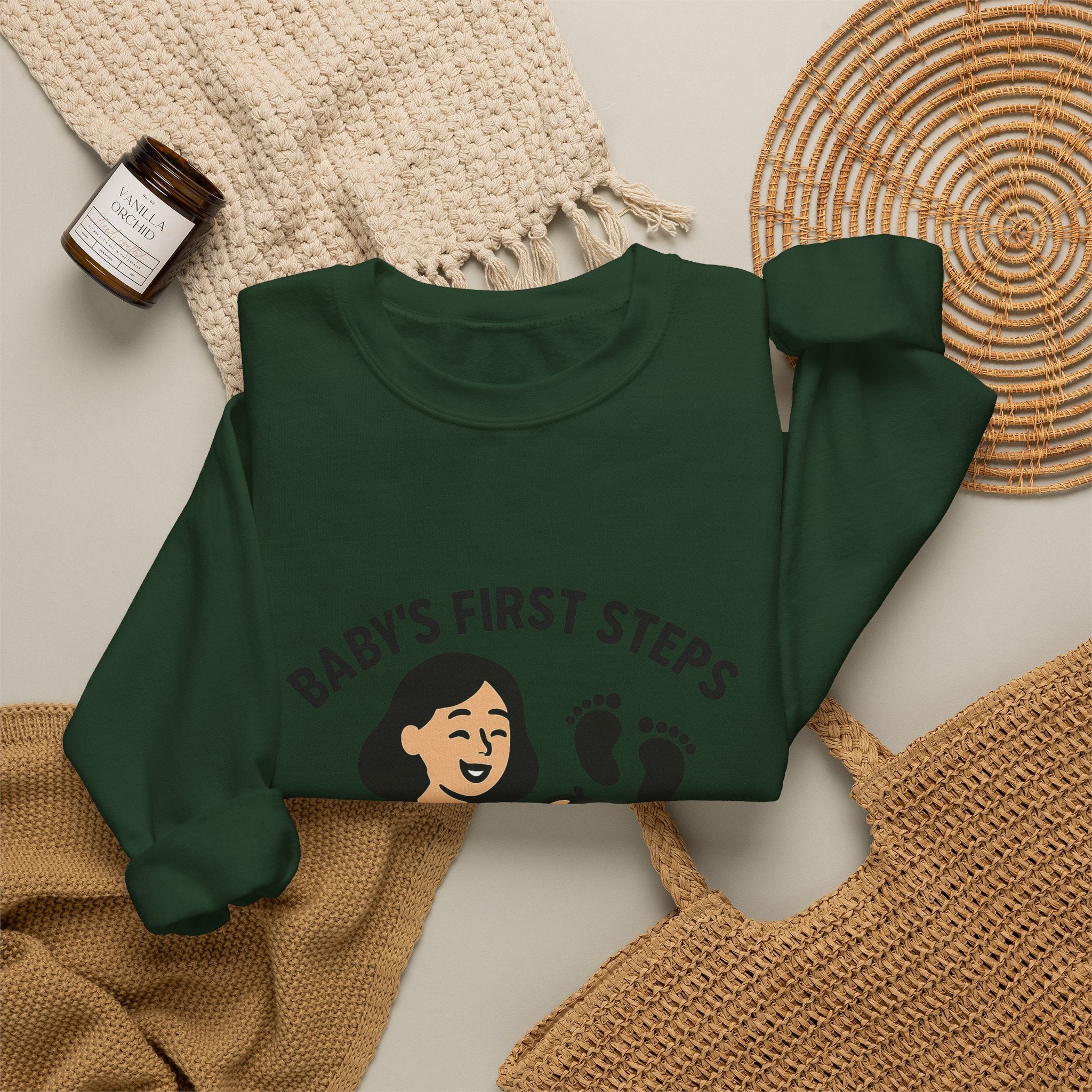 Baby's First Steps Sweatshirt, New Mom Gift, First Walking Milestone, Baby Footprint Shirt, Proud Mom Sweatshirt, Toddler Milestone