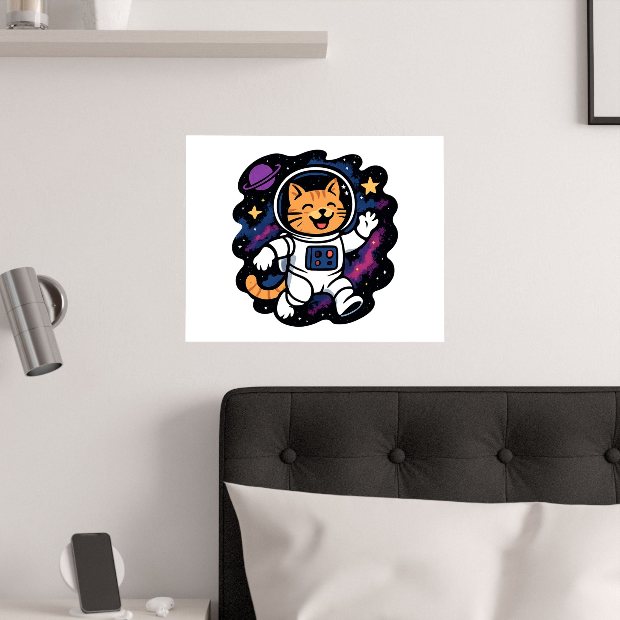 Cat Astronaut Galaxy Poster, Space Cat Wall Art, Funny Cat Lover Gift, Nebula Cat Print, Whimsical Space Room Decor, Quirky Wall Art