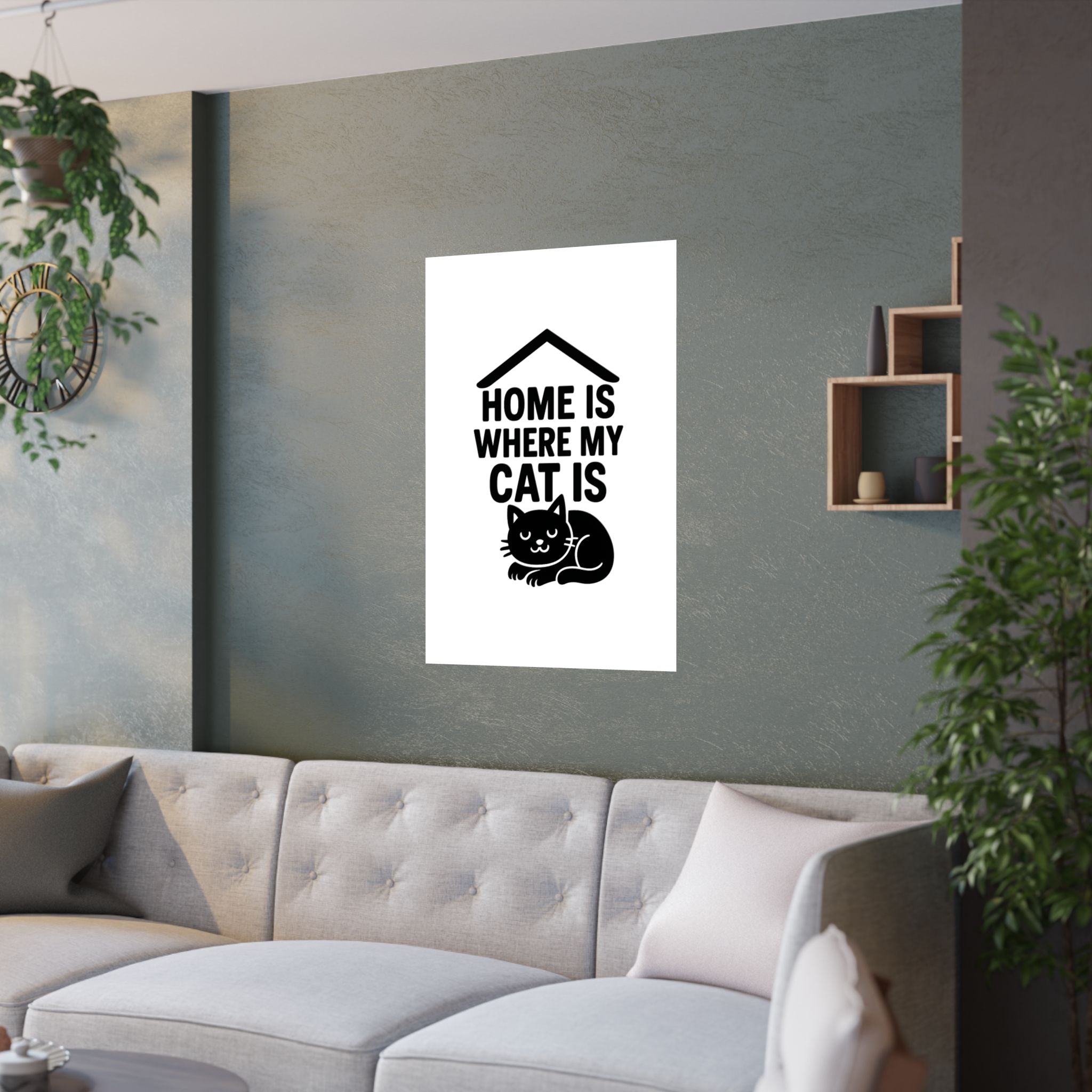 Home is Where My Cat Is Poster, Cat Lover Gift, Minimalist Cat Wall Art, Cat Owner Home Decor, Housewarming Gift for Cat Mom