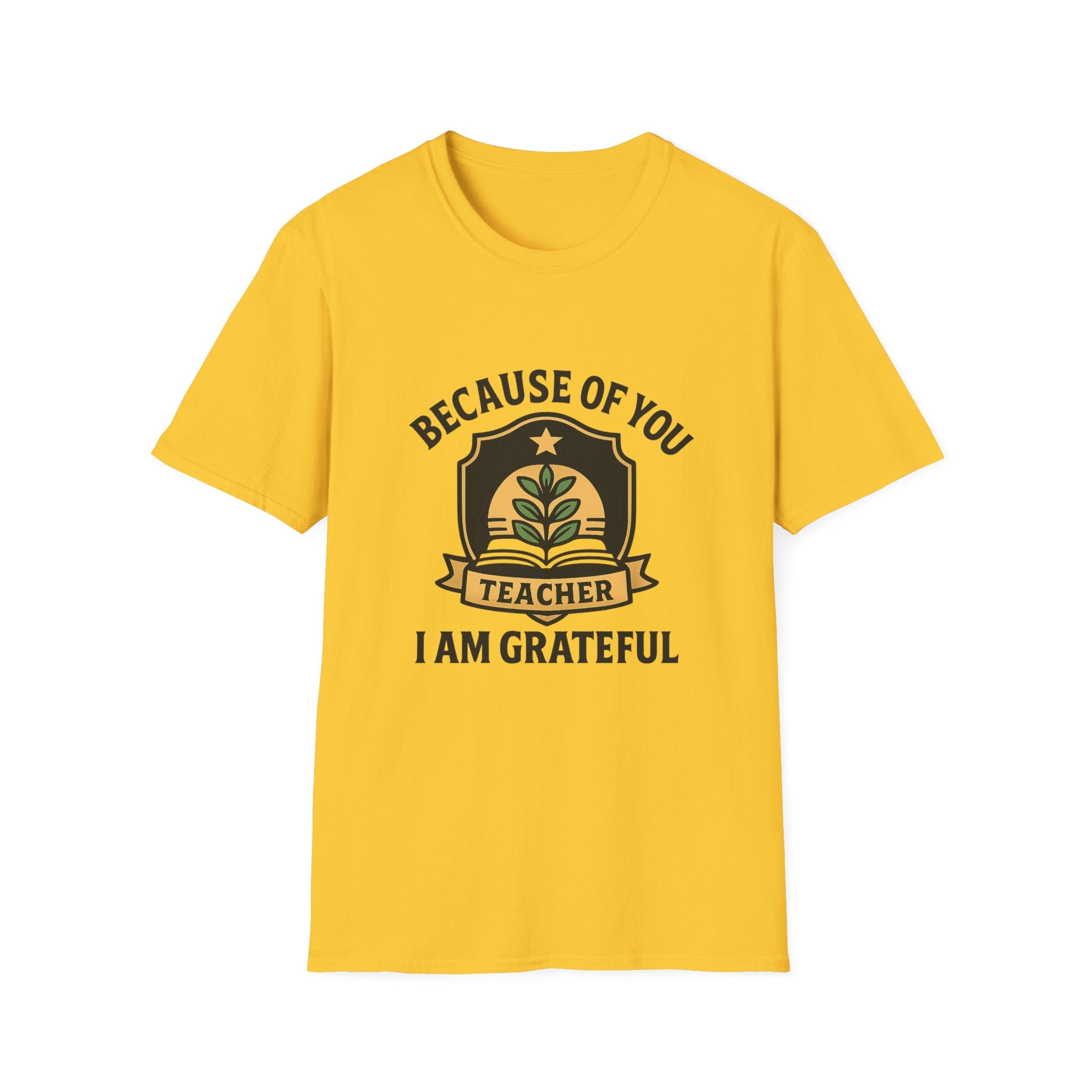 Teacher Appreciation Shirt, Because of You I Am Grateful T-Shirt, Teacher Gift, Thank You Teacher Tee, End of Year Gift