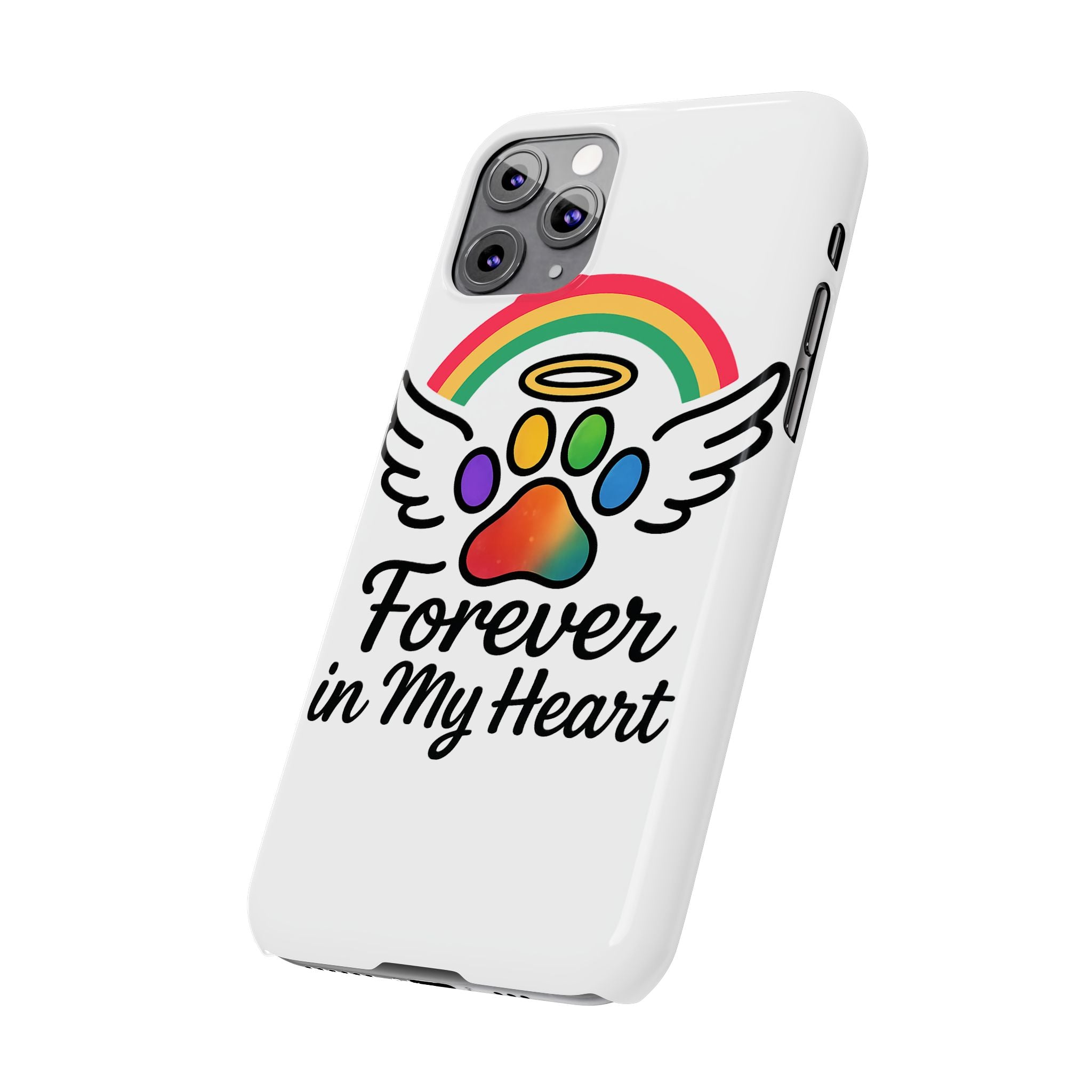 Rainbow Bridge Pet Memorial Phone Case Forever in My Heart Dog Cat Loss Sympathy Gift Remembrance Watercolor Paw Print Angel Pet
