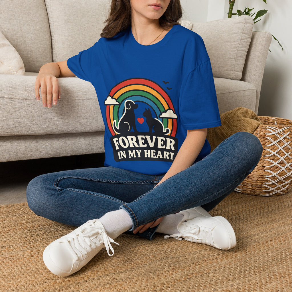 Rainbow Bridge Pet Memorial Shirt, Dog Cat Loss Gift, Forever in My Heart, Pet Remembrance Tee, Sympathy Gift for Pet Owner