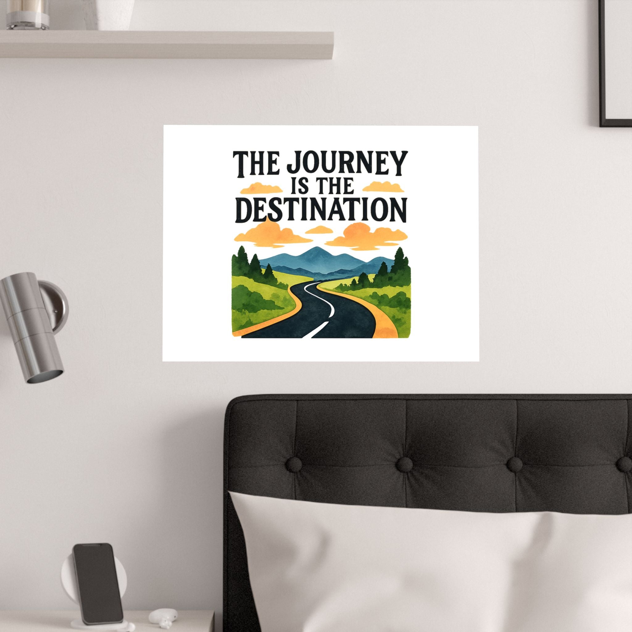 The Journey Is The Destination Print Watercolor Road Trip Poster Inspirational Quote Wall Art Travel Decor Wanderlust Gift
